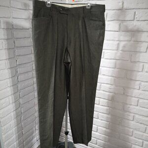 Cricketeer Men's Flat Front Olive Green 35% Wool Made in Canada Dress Pants